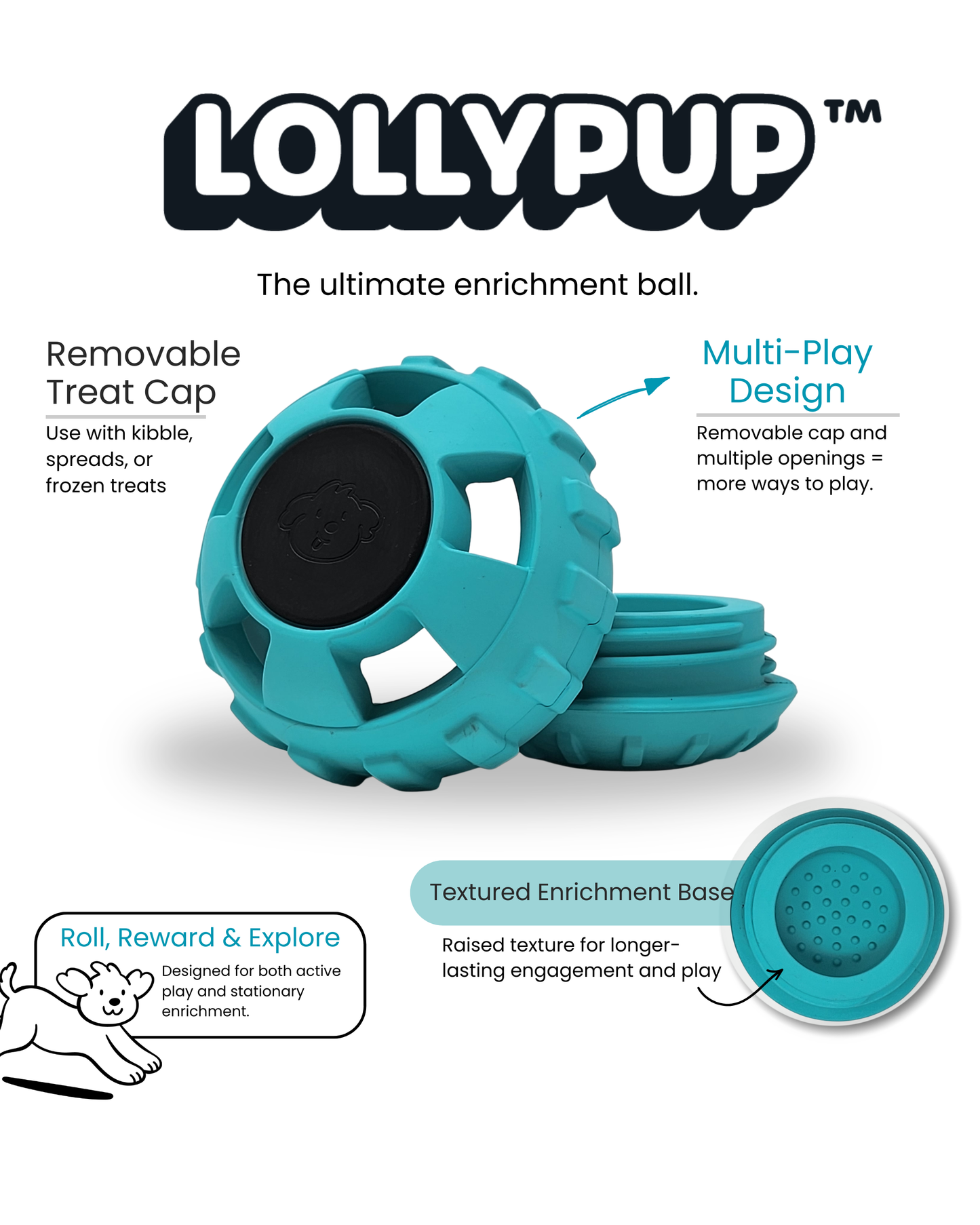 Lollypup™ Treat Ball – Teal (Large)